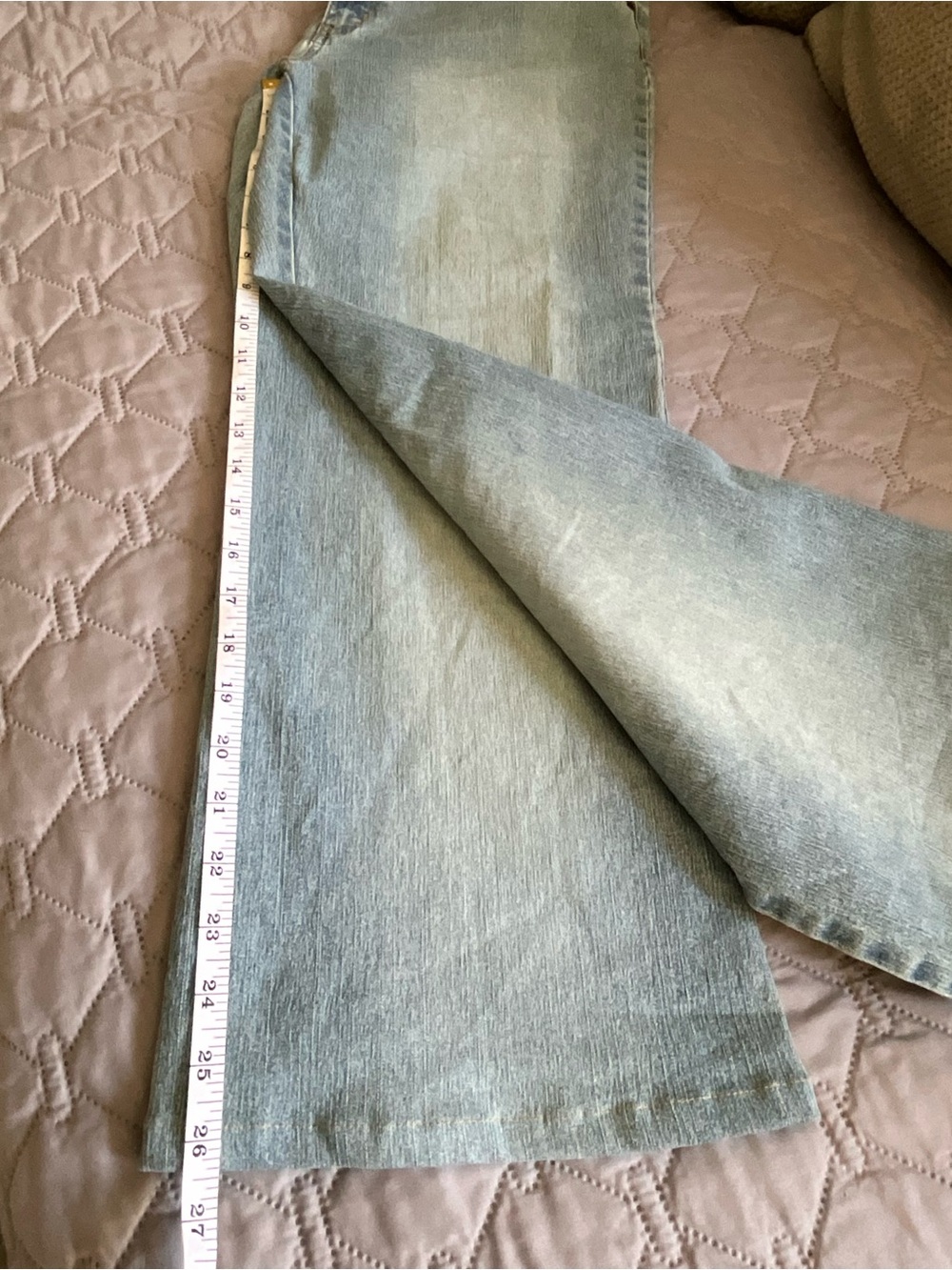 Angels Light Blue Boot Cut Jeans with Pink & Yellow Embroidered Butterfly - Picture 7 of 10